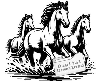 Pferde im Wasser laufen SVG-Bundle