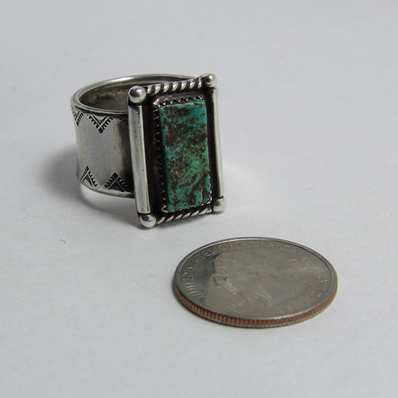 Rough natural Turquoise rectangular rolled wide b… - image 10