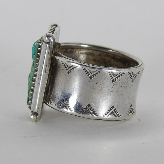 Rough natural Turquoise rectangular rolled wide b… - image 3