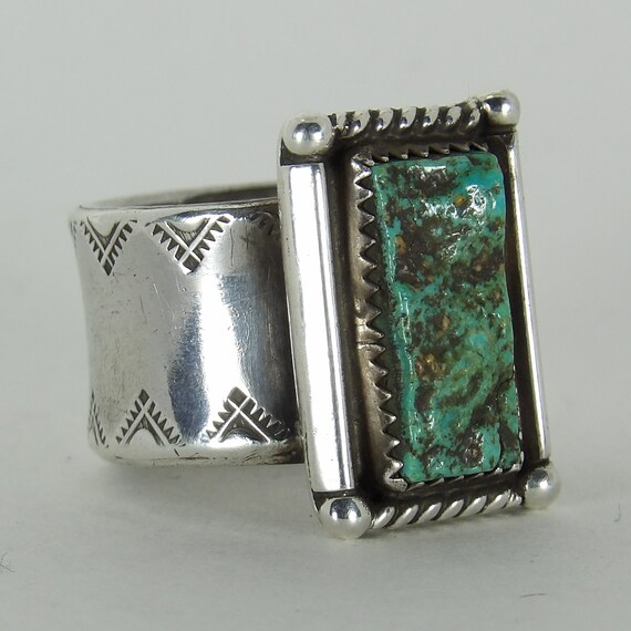 Rough natural Turquoise rectangular rolled wide b… - image 8