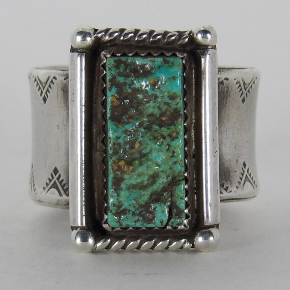 Rough natural Turquoise rectangular rolled wide b… - image 1