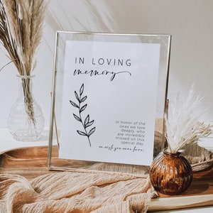 In Loving Memory Sign Template 8x10 | Loving Memory Sign | Memory Wedding Sign | Modern Minimalist | Editable Template