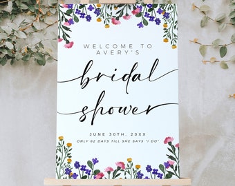 Wildflower Bridal Shower Sign, Bridalshower Sign, Wildflower Shower, Wildflower Bridal, Boho Bridal Shower Sign, Digital Download, Templett