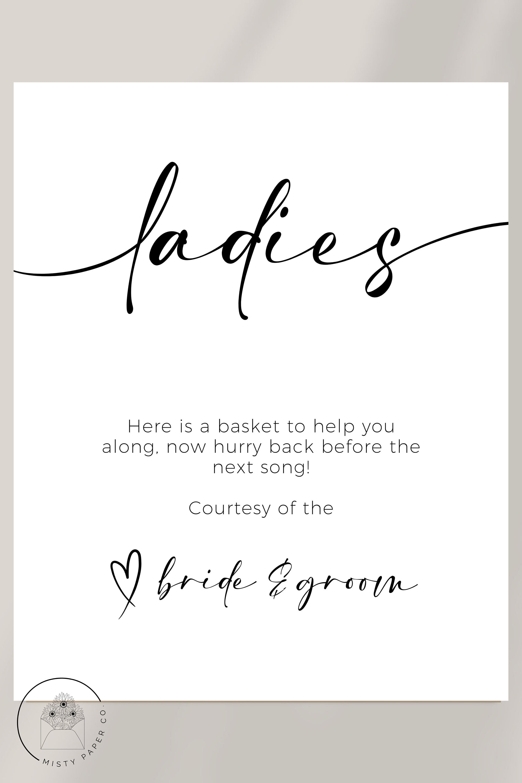 Wedding Bathroom Sign, Wedding Bathroom Basket Sign, Wedding Printable ...