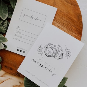 Modello di buono regalo fotografico, buono regalo per fotografo, buono regalo per sessione fotografica, buono per piccole imprese