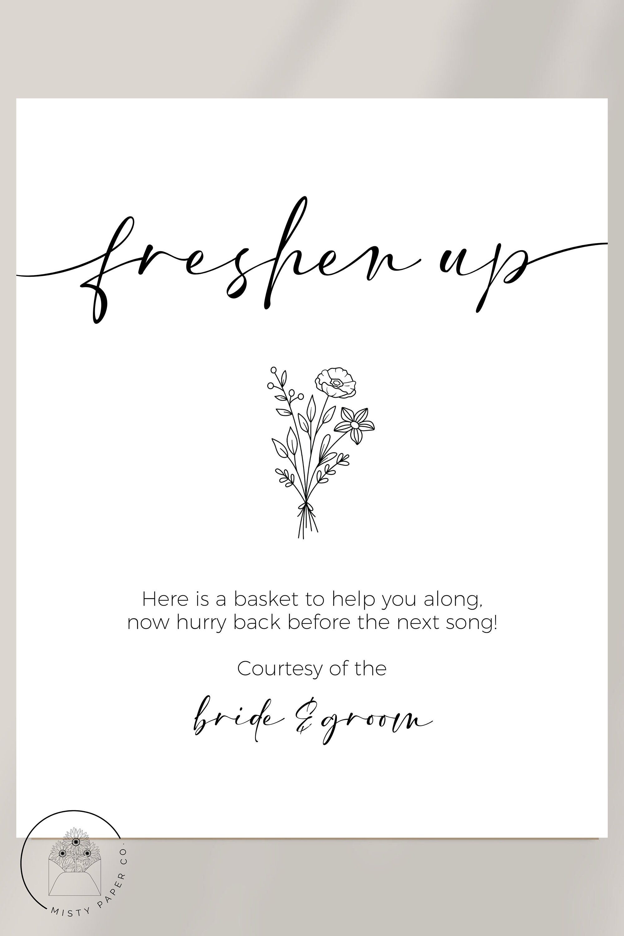 Wedding Bathroom Basket Sign | Wedding Restroom Printable Template ...