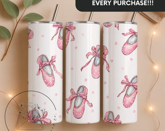 Pink Coquette Balletcore Aesthetic 20 oz Skinny Tumbler Sublimation Design Digital Download PNG Instant DIGITAL ONLY, Tumbler Wrap