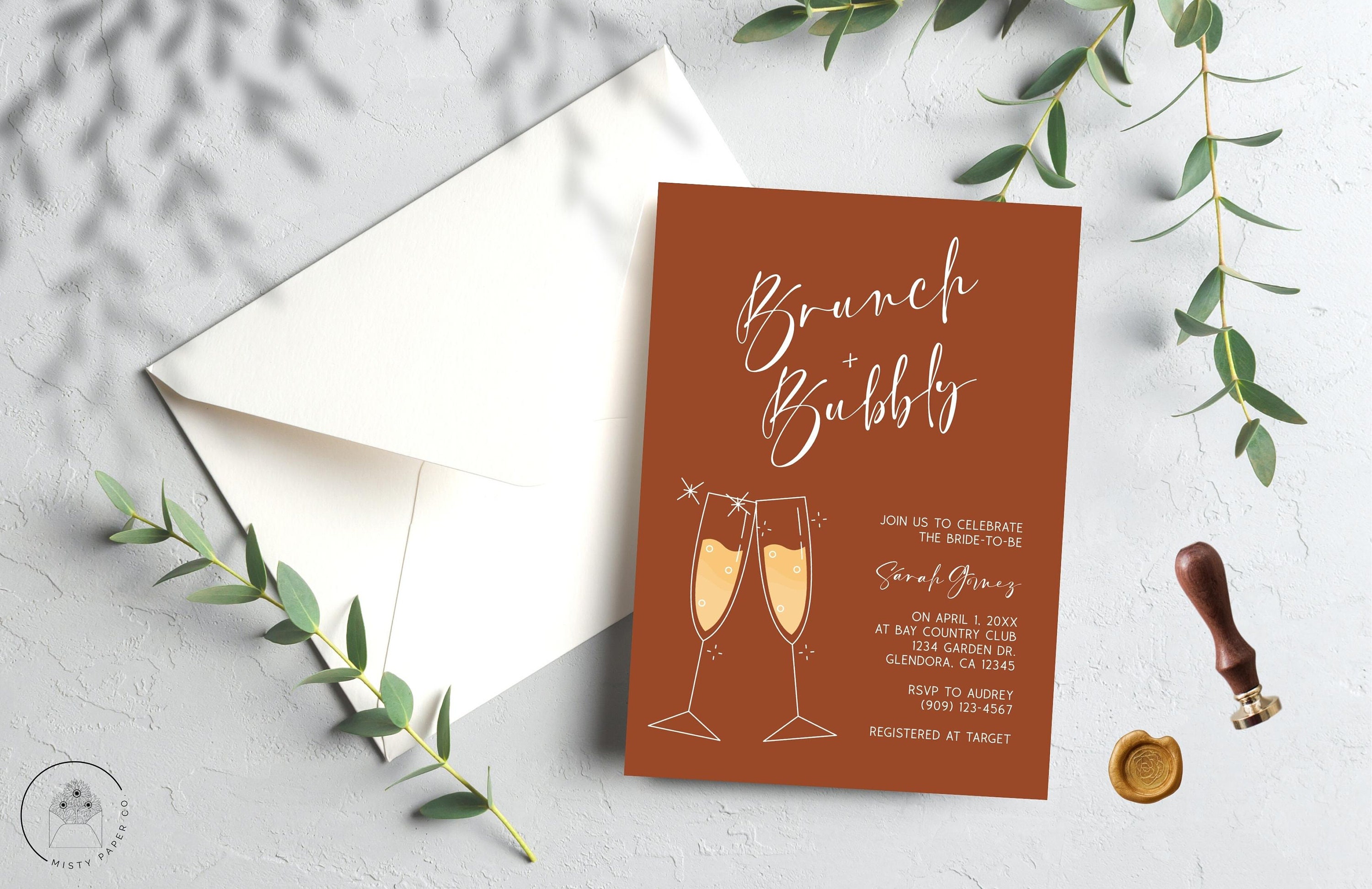 Bridal Luncheon Invitation Template Terracotta Wedding Shower Invite Editable Invitation Instant Download