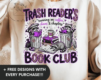 Trash Readers Book Club PNG, Funny Trash Romantasy Book Lover Sublimation Design, Funny Bookish Digital Download