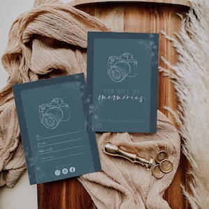 Modèle de certificat-cadeau de photographie, carte-cadeau de photographe sarcelle, chèque-cadeau de séance photo, coupon pour petites entreprises