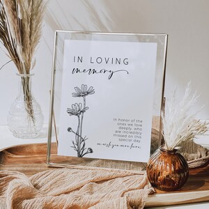 In Loving Memory Sign Template 8x10 | Loving Memory Sign | Memory Wedding Sign | Modern Minimalist | Editable Template