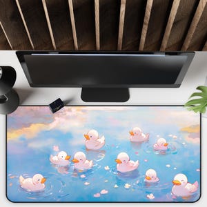 Cute Duck Desk Mat, Lofi Cozy Mouse Pad for Girls, Cottagecore Keyboard Mat, Large Mouse Pad, Desk Mat Aesthetic, Cute Desk Decor for Gamer