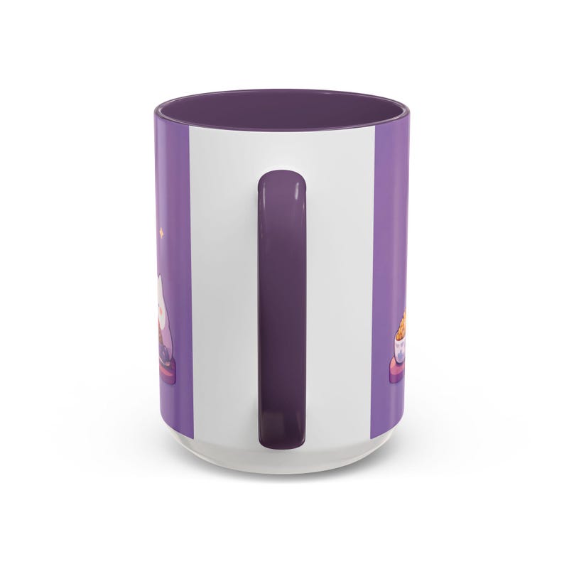 Tazza da forno Kawaii con gatto, tazza con gattino viola pastello, tazza in ceramica da 440 ml immagine 6