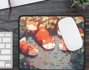 Kawaii muismat rode panda: anime gaming-bureaumat