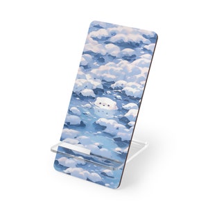 Kawaii Anime Phone Stand, Kawaii Polar Bear Phone Holder Stand, Cute Kawaii Desk Decor, Cute Tech Accessories, Cell Phone Stand Holder Gifts