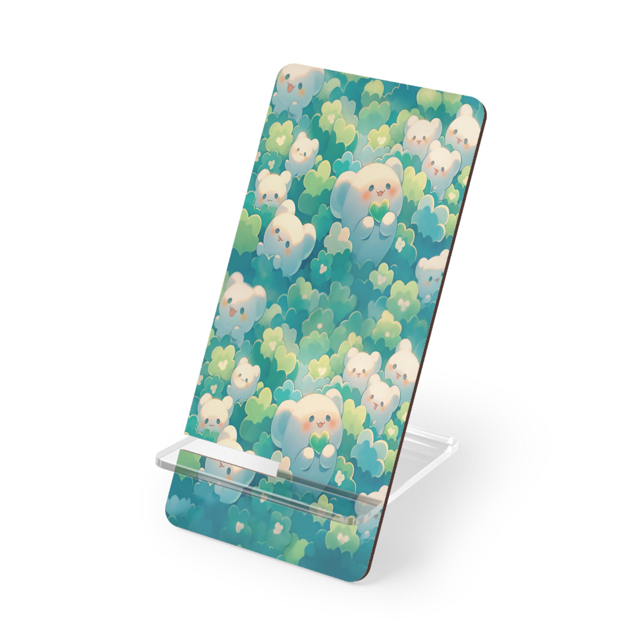 Cute Phone Stand, Cute Animal with Green Plants, Kawaii Phone Holder, Desk Organizer, Cell Phone Dock, Smartphone Accessories