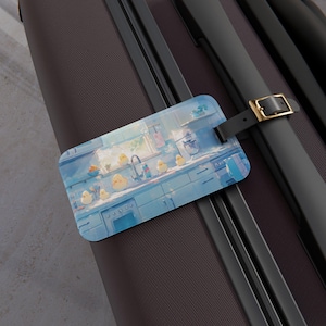 Kawaii Anime Ducks Luggage Tag, Cute Travel Bag Identifier, Cute Duck Gift, Baggage Tag, Suitcase Label, Backpack Accessory