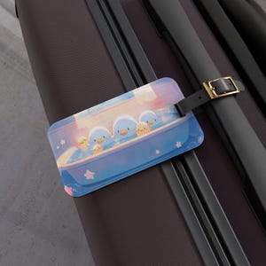 Kawaii Ducks Luggage Tag, Cute Duck Travel Accessories, Backpack Tag, Bag Identifier, Suitcase Label, Adorable Animal Keychain