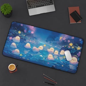 Duck Desk Mat, Anime Ducks Mouse Pad, Kawaii Office Decor, Gaming Mouse Pad, Cute Desk Accessory, Work From Home Gifts
