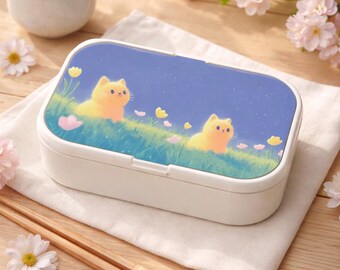 Bento Lunch Box, Kawaii Cats Design - Cute Food Container for Kids, School, Work, Picnic - Cat Lover Gift, Meal Prep Storage, Lunchtime