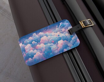 Pastel Cloud Bear Bag Tag, Kawaii Luggage Tag for Suitcase, Carry-On, or Backpack