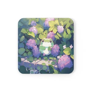 Cute Frog Design Coasters, Kawaii Anime Flowers, Drink Coaster, Table Protection, Home Decor, Kitchen Accessories, Housewarming Gift