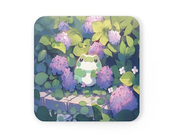 Cute Frog Design Coasters, Kawaii Anime Flowers, Drink Coaster, Table Protection, Home Decor, Kitchen Accessories, Housewarming Gift