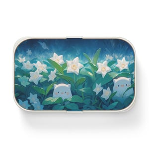 Kawaii Animal Bento Lunch Box, Cute Lunch Container for Kids, Floral Design, Meal Prep Box, Japanese Style Food Storage