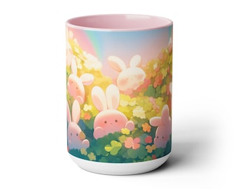Kanin Kawaii Anime Mugg: Pastellrosa Djurkaffekopp