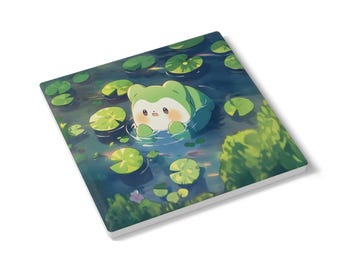 Kawaii Frog Ceramic Coaster: Anime Pond Theme Decor