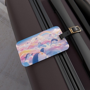 Kawaii Penguins Luggage Tag, Travel Bag Identifier, Cute Animal Suitcase Label, Penguin Lover Gift, Backpack Accessory