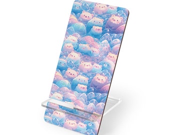 Kawaii Anime Phone Stand, Kawaii Pastel Bears Phone Holder Stand, Cute Kawaii Desk Decor, Cute Tech Accessories, Phone Stand Holder Gift