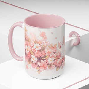 Cute Kawaii Bunny Mug 15oz, Cute Mugs Aesthetic, Easter Gifts, Kawaii Anime Bunny Rabbit Easter, Mug with Bunny Print image 8
