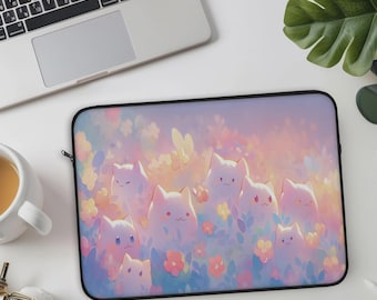 Custodia per laptop Kawaii Cats: design di gattini rosa pastello - regalo per gli amanti dei gatti