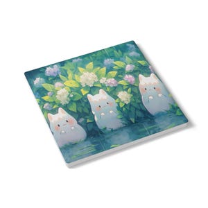 Ceramic Coaster, Cute Cat Coaster, Floral Coaster Set, Animal Lover Gift, Kitten Drink Holder, Cat Lady Decor