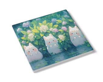 Ceramic Coaster, Cute Cat Coaster, Floral Coaster Set, Animal Lover Gift, Kitten Drink Holder, Cat Lady Decor