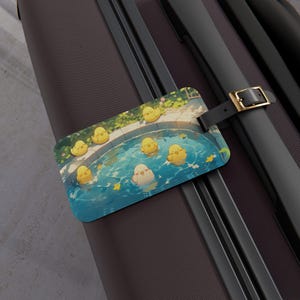 Kawaii Duck Luggage Tag, Cute Travel Bag Identifier, Suitcase Name Tag, Fun Backpack Accessory, Gift for Travelers