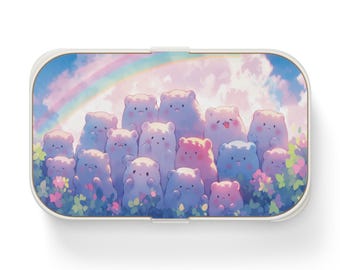 Bento Box Orsetto Kawaii: Contenitore per Alimenti Arcobaleno Pastello per Bambini