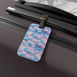 Kawaii Pastel Anime Bears Luggage Tag, Cute Baggage Identifier Accessories, Travel Suitcase Label, Keychain Charm
