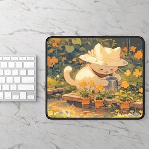 Kawaii Cute Gaming Mouse Pad, Kawaii Desk Pad, Anime Cat Style, Cute Desk Decor, Cute Cats Mouse Pads, Kawaii Accessories