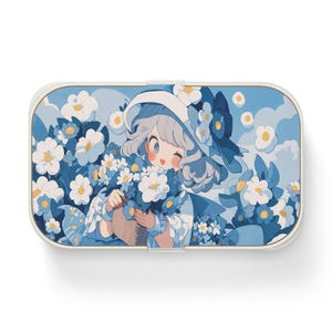 Blue Kawaii Anime Girl Bento Lunch Box, Japanese Lunch Container, Cute Food Storage, Lunchbox for Kids, Meal Prep Kit