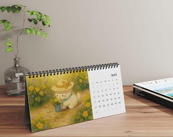Calendario da tavolo 2026 "La vita quotidiana dei gatti", calendario artistico con gatti carini, momenti felini kawaii, decorazioni illustrate con gatti, regalo per proprietari di gatti