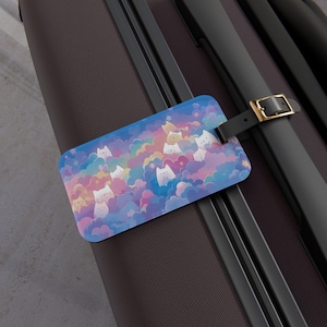 Luggage Tag - Kawaii Cats in Rainbow Colors, Cute Bag Accessory, Travel Suitcase Identifier, Fun Kids Backpack ID, Cat Lover Gift