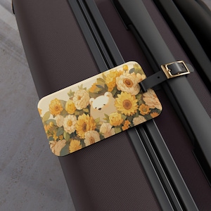 Kawaii Polar Bear Luggage Tag, Cute Animal Baggage Identifier, Travel Accessories, Backpack Charm, Gift for Travelers, Adorable Suitcase