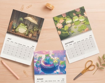 Kawaii Anime Frogs Calendar 2026, Cute Kawaii Cartoon Animal Wall Calendar, Art Wall Calendar, Gift for Frog Lovers