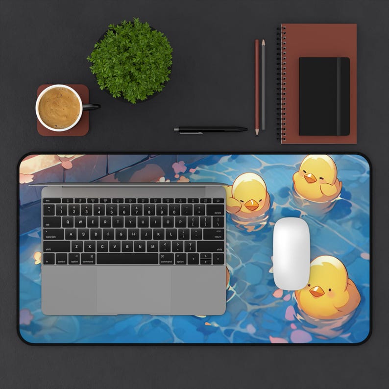 Kawaii Schreibtischmatte, Niedliches Entchen Design, Schreibtisch Accessoires, Gaming Maus Pad, Gummi Schreibtischmatte, Schreibtisch Dekor, Tier Liebhaber Geschenk Bild 7