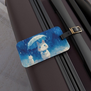 Cat Luggage Tag, Cute Cat Design, Travel Accessory, Baggage Identifier, Kawaii Cat Lover Gift, Backpack Tag