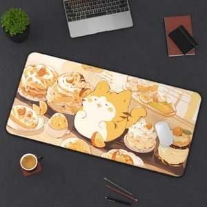 Kawaii Cat Desk Mat, Cute Cat Non Slip Mouse Pad, Kawaii Desk Accessory, Kawaii Anime Food Desk Pad, Kawai Cute Desk Decor, Anime Gifts