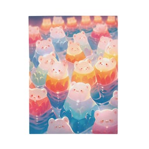Kawaii Gummy Bear Plush Blanket: Pastel Anime Throw, Nursery Decor