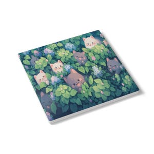 Kawaii Cat Ceramic Coaster: Botanical Kitten Drink Mat